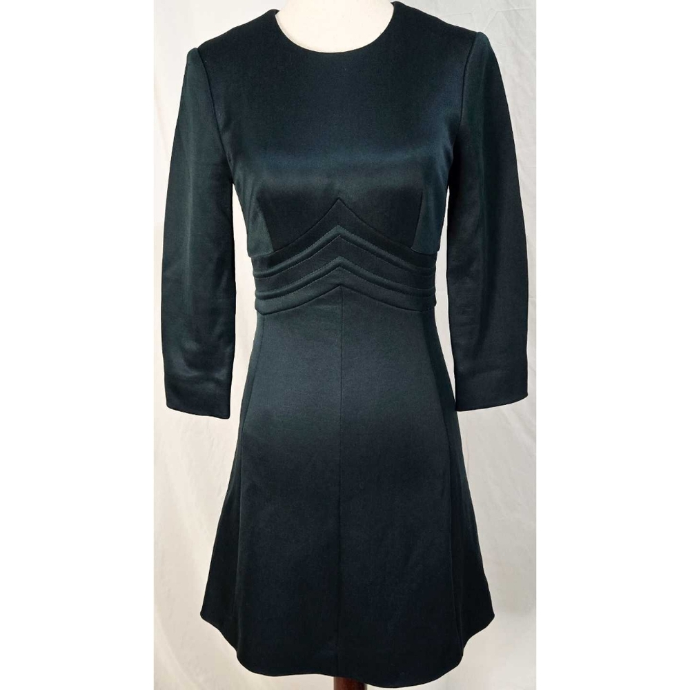 Sandro Mini Dress A Line Dark Green Fit And Flare Retro 60s Classic